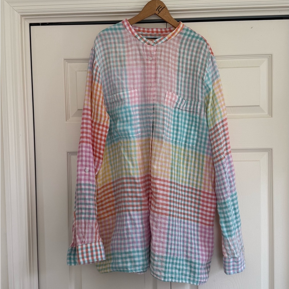 Lands' End Pastel Plaid Women’s Shirt